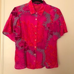 Vintage Nanette Lepore silk peplum button front blouse
